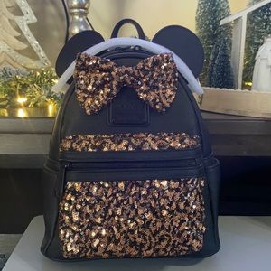 Brand Nwt Black and Bronze Disneyparks mini loungefly backpack